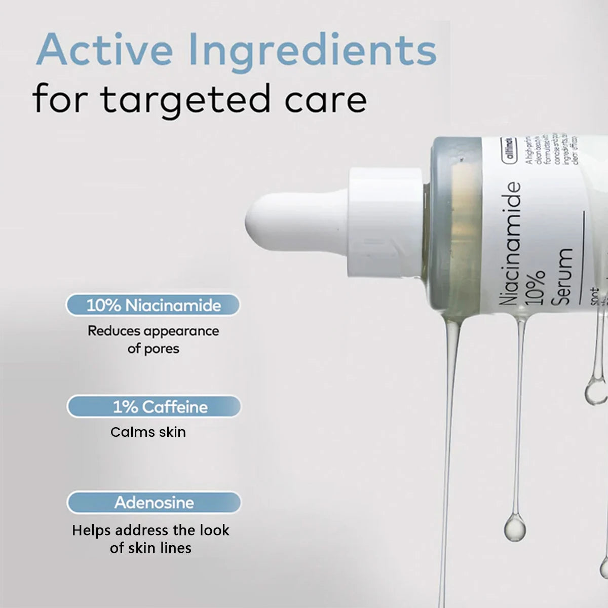 Niacinamide 10% serum bottle for fast-absorbing, lightweight facial care