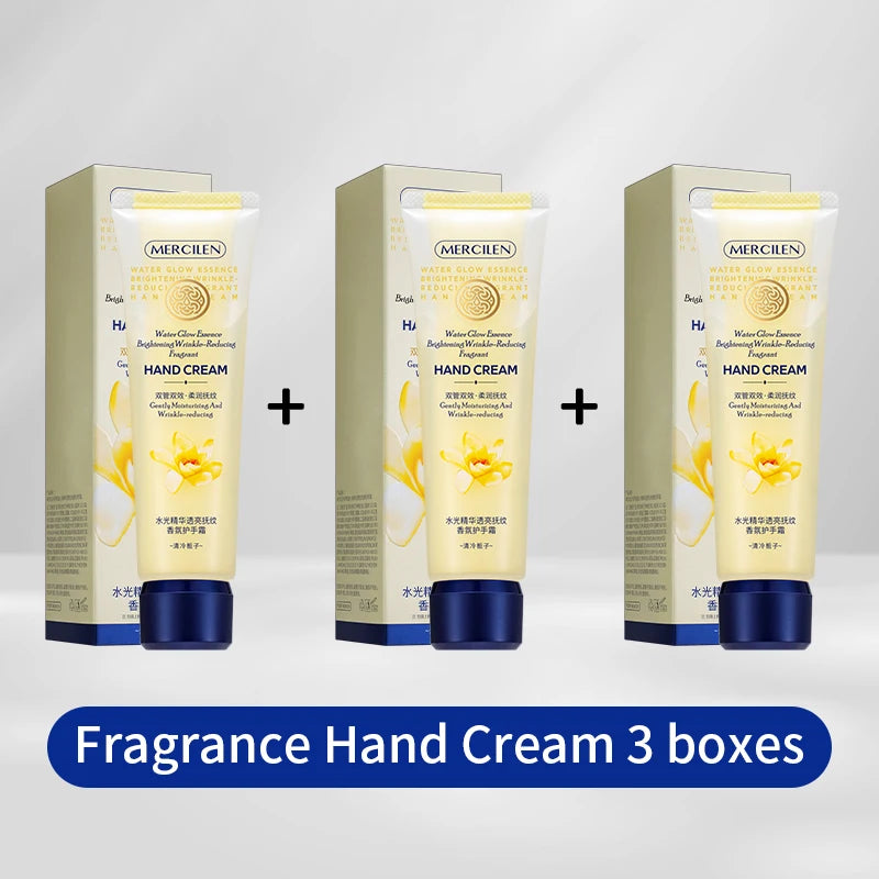 Mercilen Water-Glow Essence Translucent Fragrance Hand Cream 80g, Contains Niacinamide, Collagen, Vitamin E, and Plant-Based Squalane for Hydrating, Firming, and Nourishing Skin, Moisturizing Dry Skin, Making Hands Radiant an