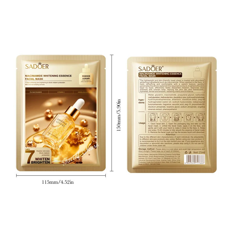 Brightening facial mask with niacinamide and vitamin C for a seven-day skincare routine