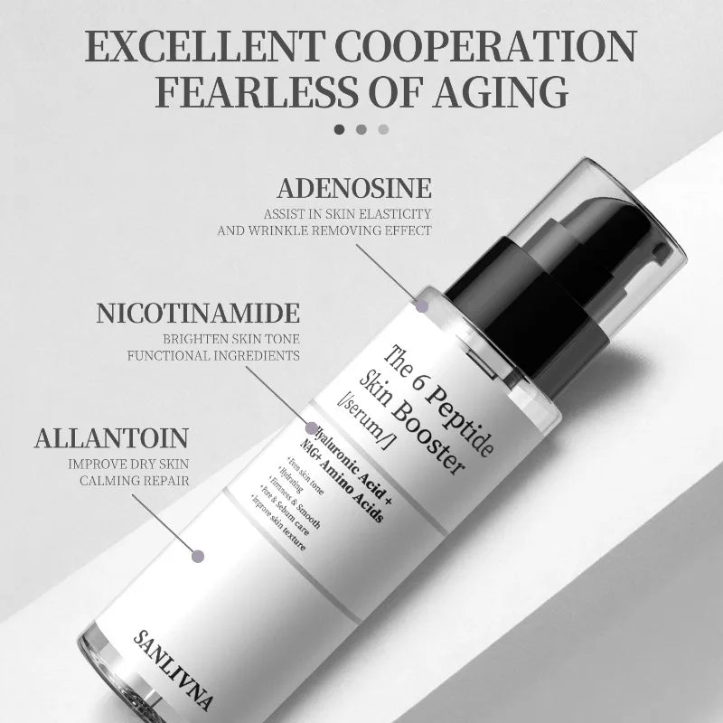 Facial essence bottle and skincare set with collagen peptide formula for fine lines and brightening