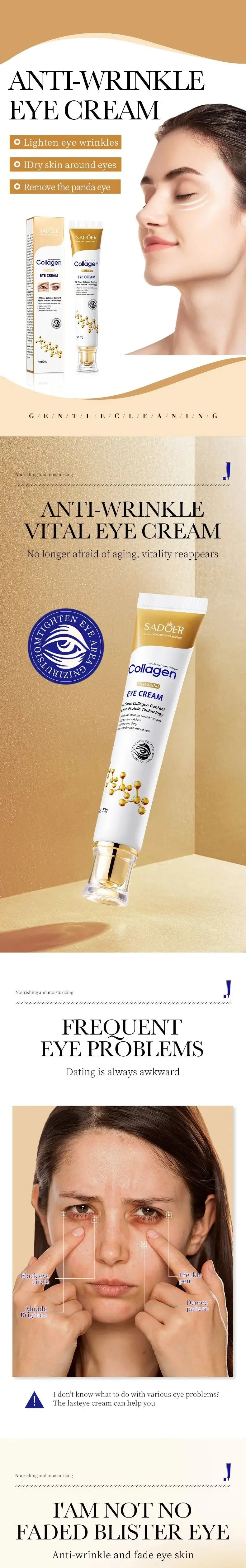 Collagen skincare set featuring eye cream and moisturizing face cream for anti-aging and dark circle care