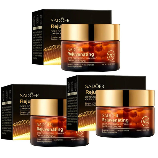 SADOER Vitamin C & Collagen Capsule Firming & Brightening Face Cream - Anti-Wrinkle, Lifting & Fine Line-Fading Moisturizer