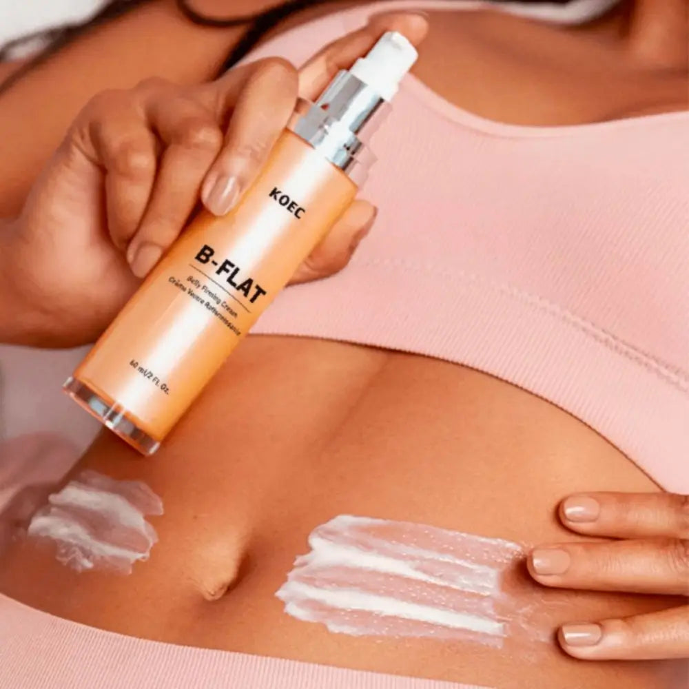 Belly firming cream with avocado and shea butter in a cosmetic container