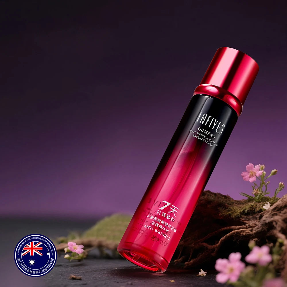 SkinSwaag Beauty — INFIYES Ginseng Bird's Nest Firming Essence — Gold dropper bottle on white background