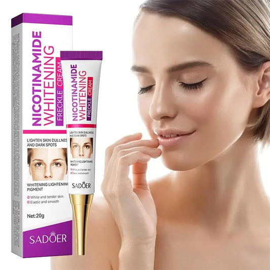 Niacinamide dark spot freckle brightening cream in cosmetic container