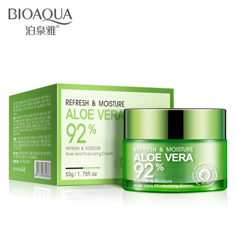 BIOAQUA Aloe Vera Deep Hydrating Day Face Cream — Aloe Vera — Green jar with box on white background
