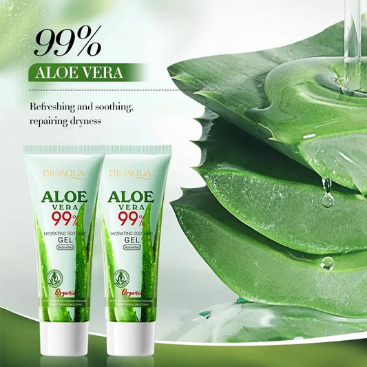 Soothing aloe vera gel bottle for face and body hydration
