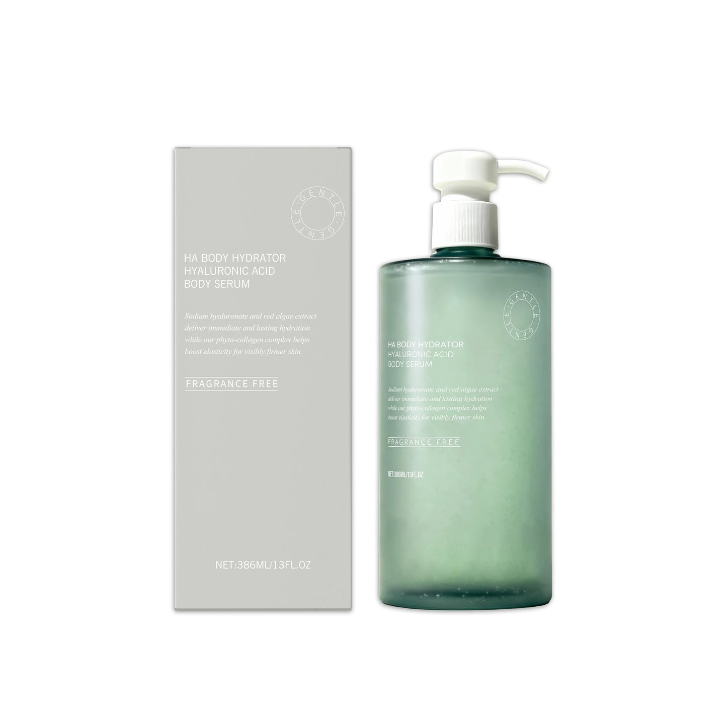 Hyaluronic acid body serum bottle with deep hydration lotion