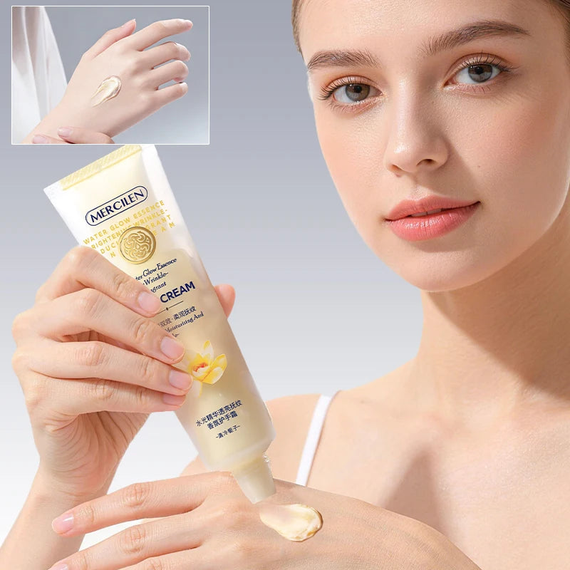 Mercilen Water-Glow Essence Translucent Fragrance Hand Cream 80g, Contains Niacinamide, Collagen, Vitamin E, and Plant-Based Squalane for Hydrating, Firming, and Nourishing Skin, Moisturizing Dry Skin, Making Hands Radiant an
