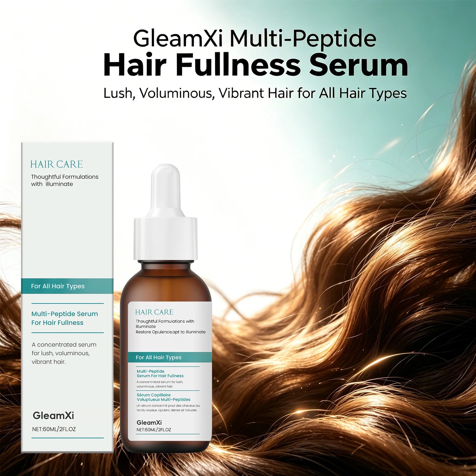 SkinSwaag Beauty — Gleam Xi Hair Serum — Serum dropper and texture detail
