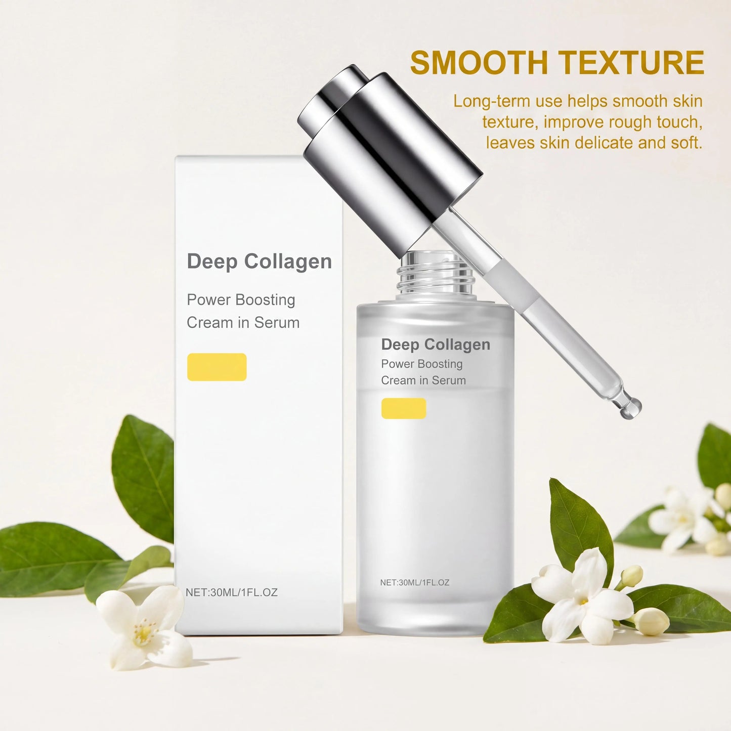 Collagen silk peptide face firming serum bottle