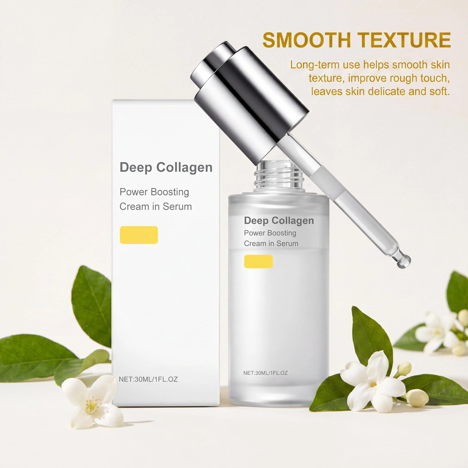 Collagen silk peptide face firming serum bottle