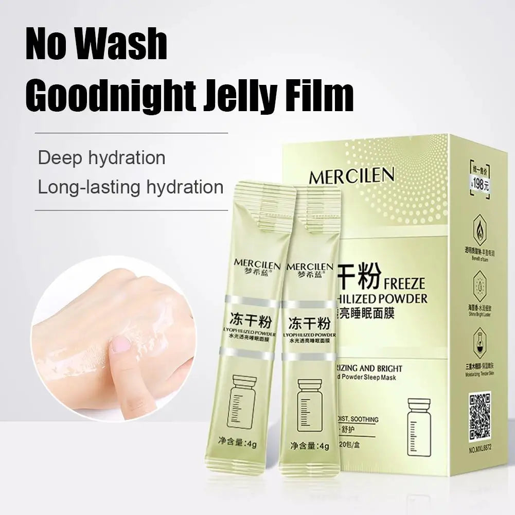 MERCILEN Collagen Brightening Sleeping Mask — Collagen — Mask sheet unfolded close-up