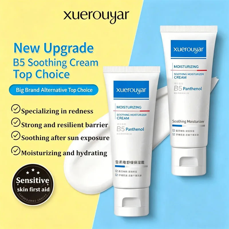 XUEROUYAR B5 Panthenol Barrier Repair Cream — B5 & Panthenol — Cream texture and soothing effect detail