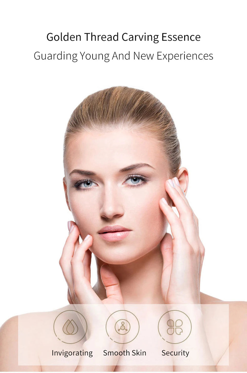 Gold peptide lifting face serum bottle with dropper for anti-aging skin care
