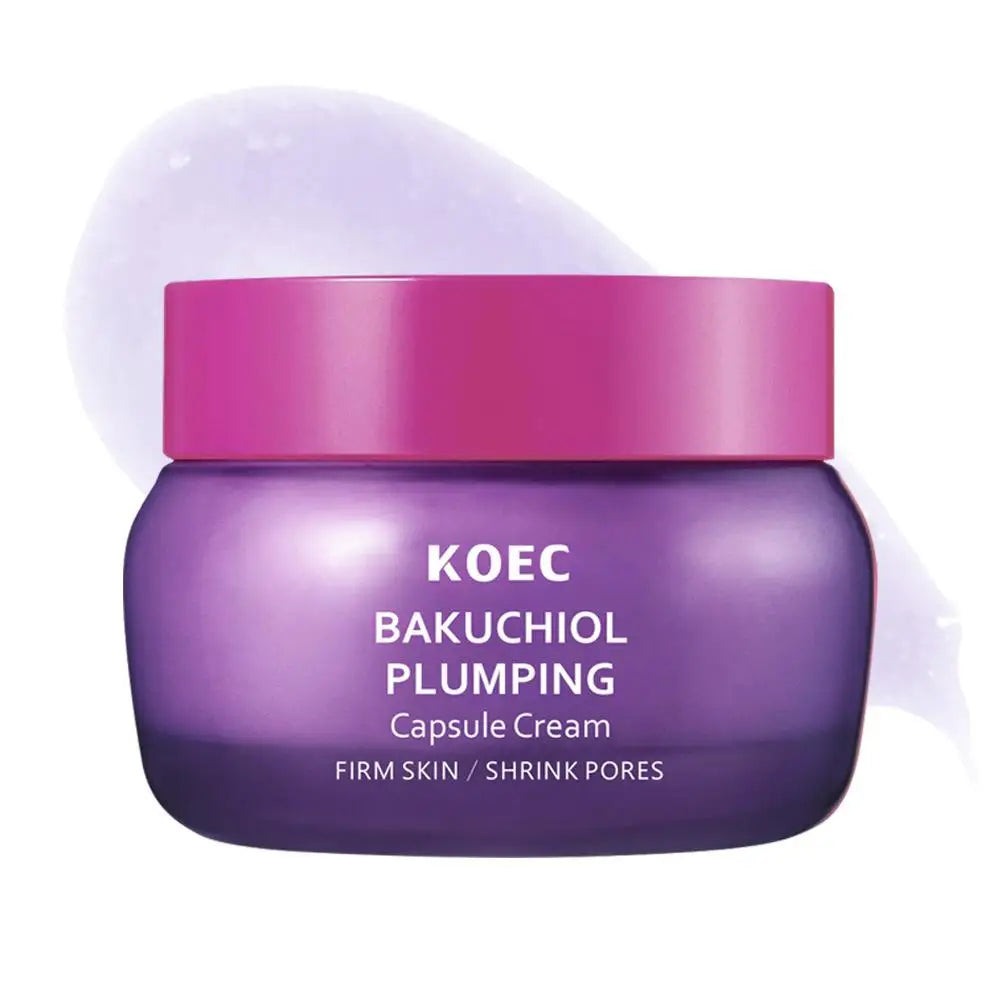 Skincare set featuring bakuchiol plumping capsules and vitamin C serum for a glowing complexion