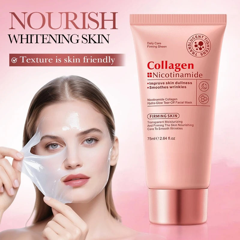 Peel-off collagen face mask with nicotinamide for anti-wrinkle lifting and brightening
