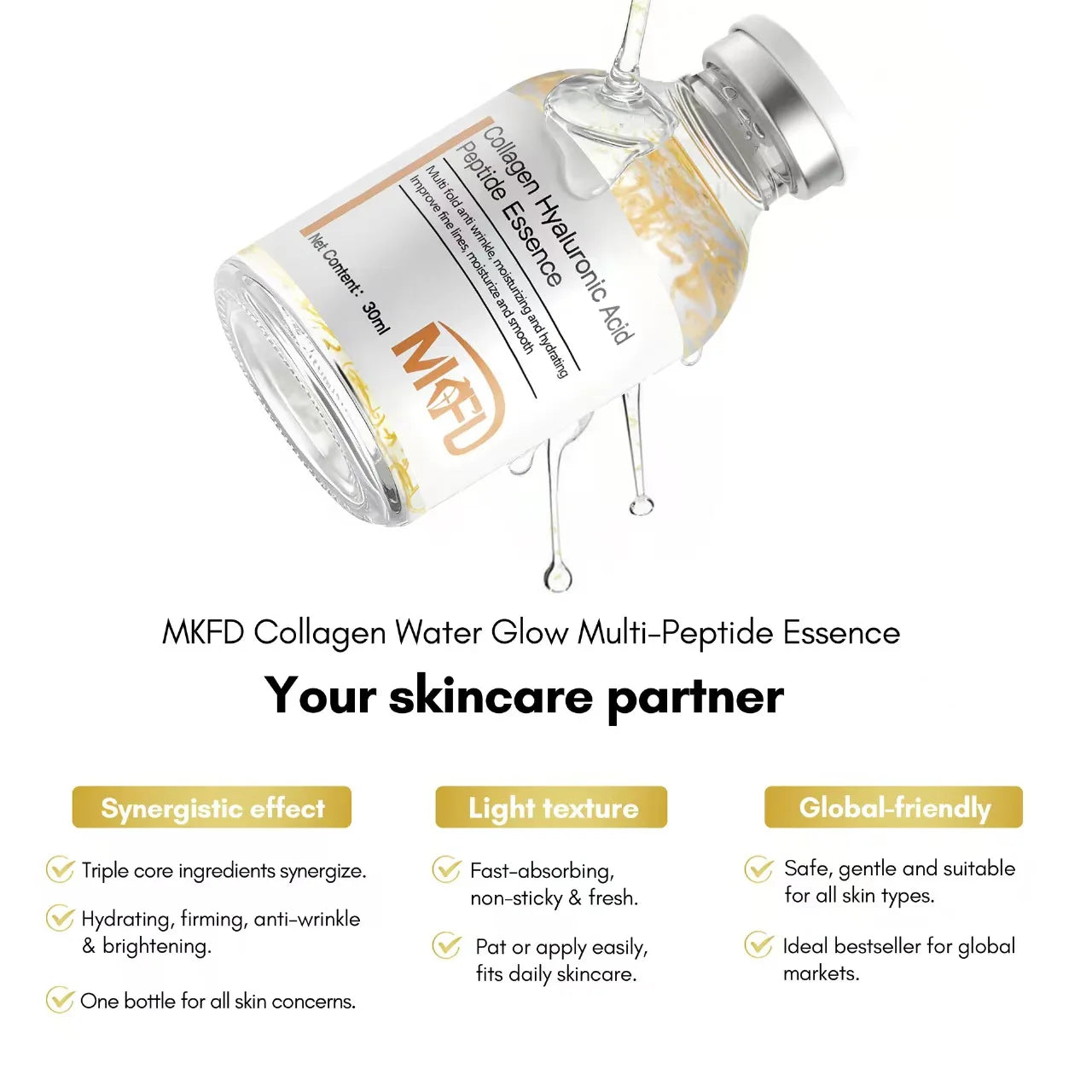 SkinSwaag Beauty MKFD Collagen Hyaluronic Acid Peptide Essence — collagen + hyaluronic acid + peptide — product on white background