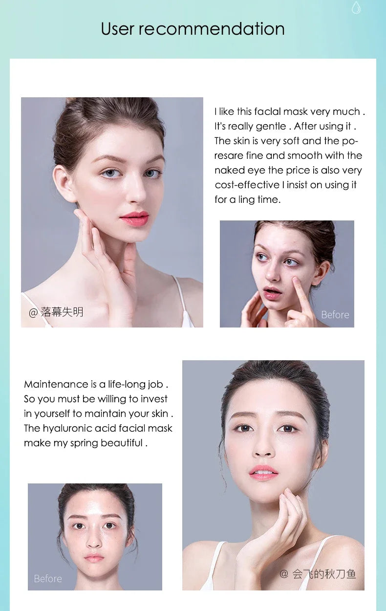 Facial sheet mask with hyaluronic acid serum for shrinking pores