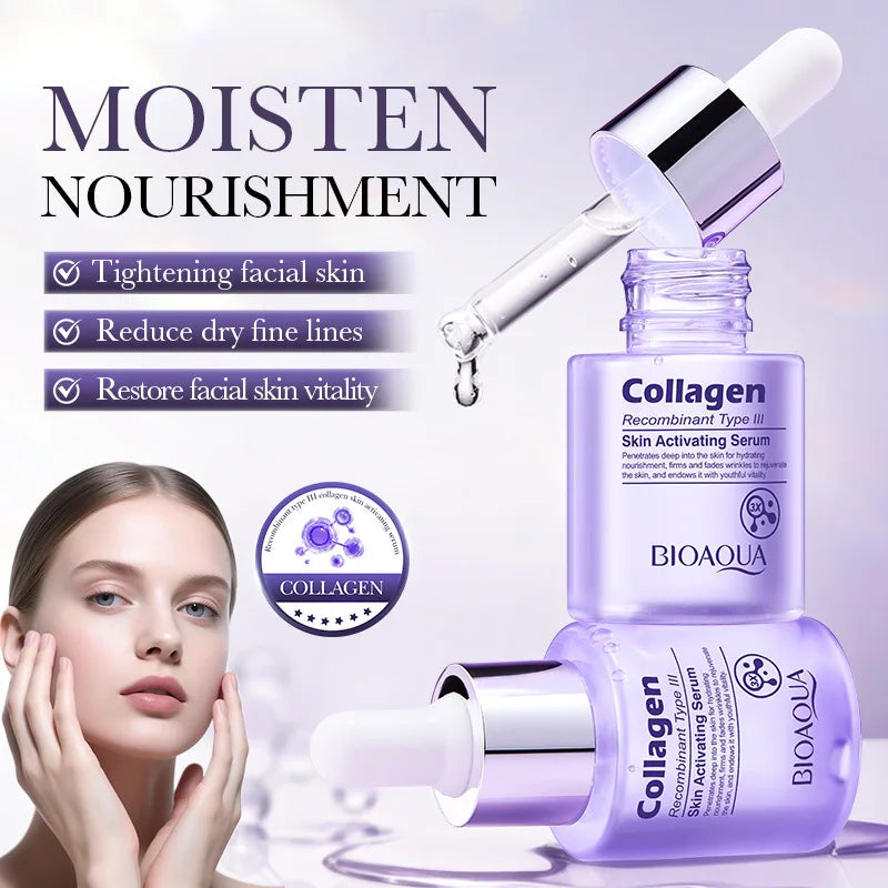 BIOAQUA Collagen Brightening Face Serum — Collagen — Serum applied on facial skin brightening demo