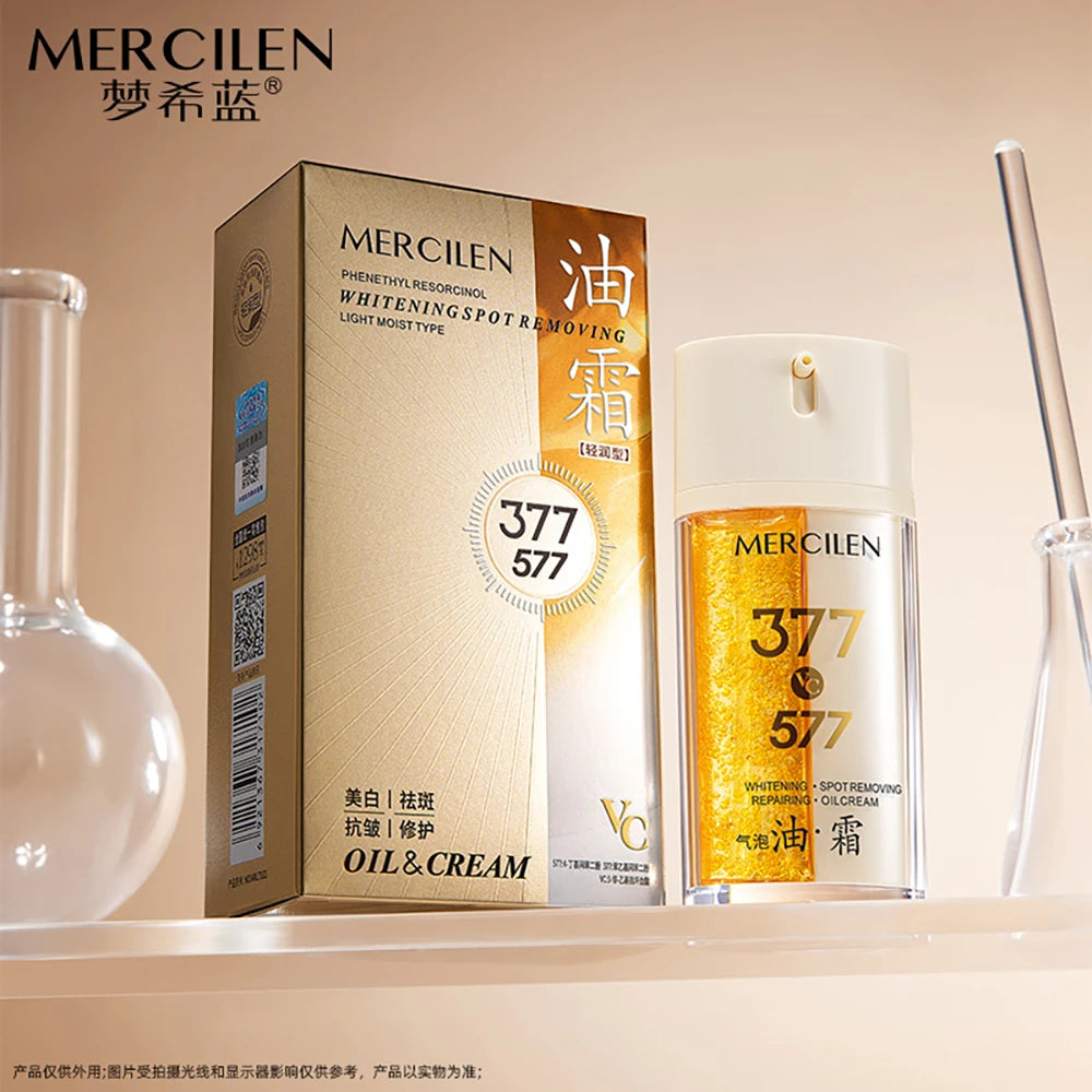 377 Skin Brightening Bubble Essence Oil Face Cream Oil Control Moisturizing Soothing Double Tube Light Oil Cream Korea Skincare