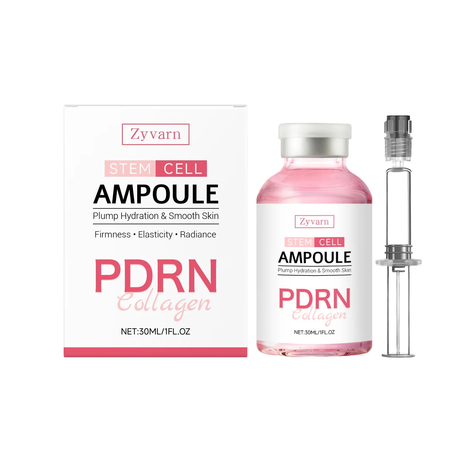 ZYVARN Salmon DNA PDRN Serum — salmon DNA + PDRN + collagen — side angle of bottle