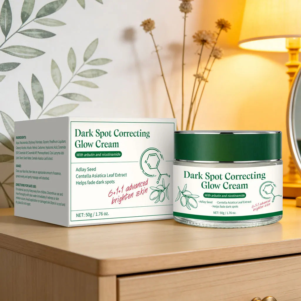 Dark spot correcting brightening glow cream set with skincare products