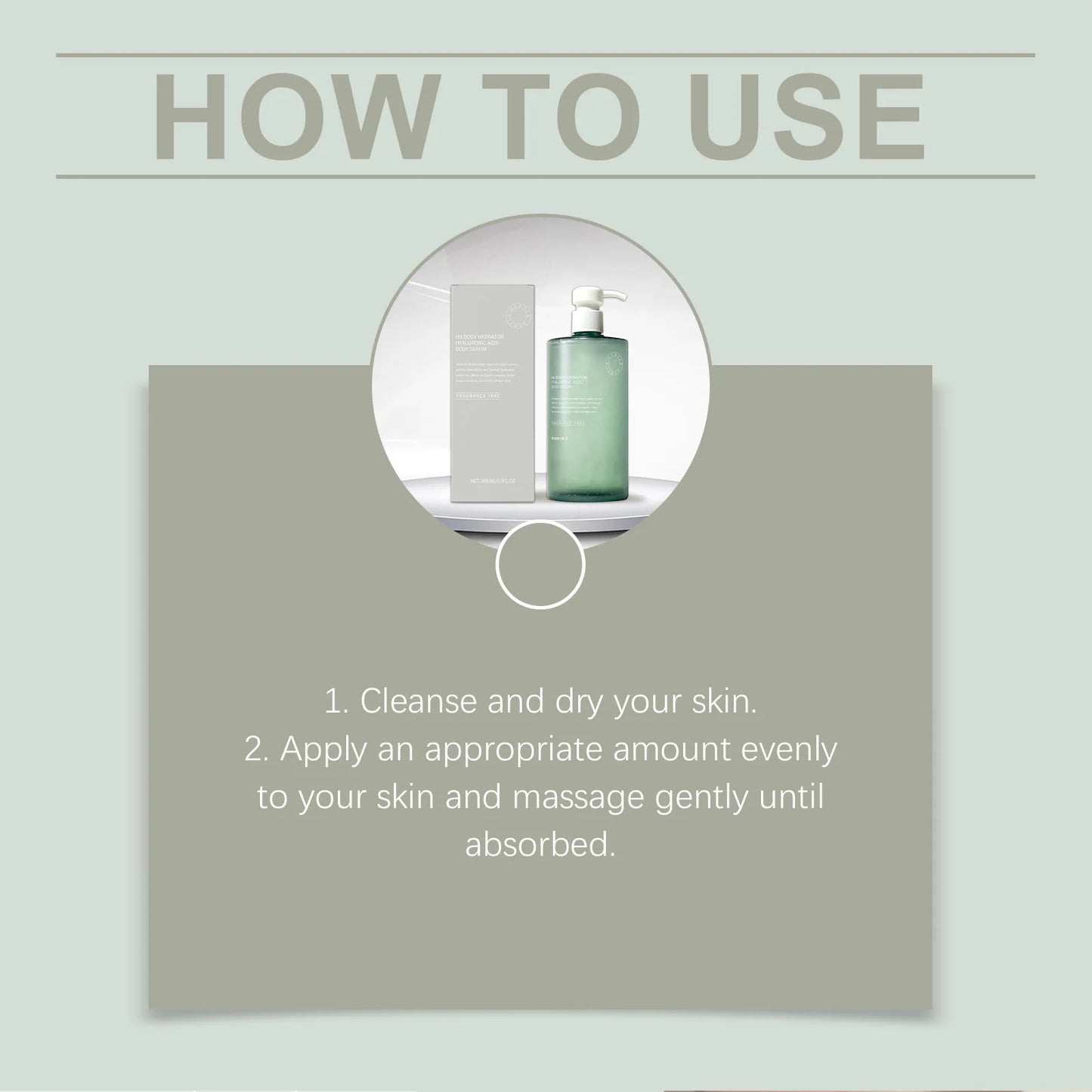 Hyaluronic acid body serum bottle for deep hydration