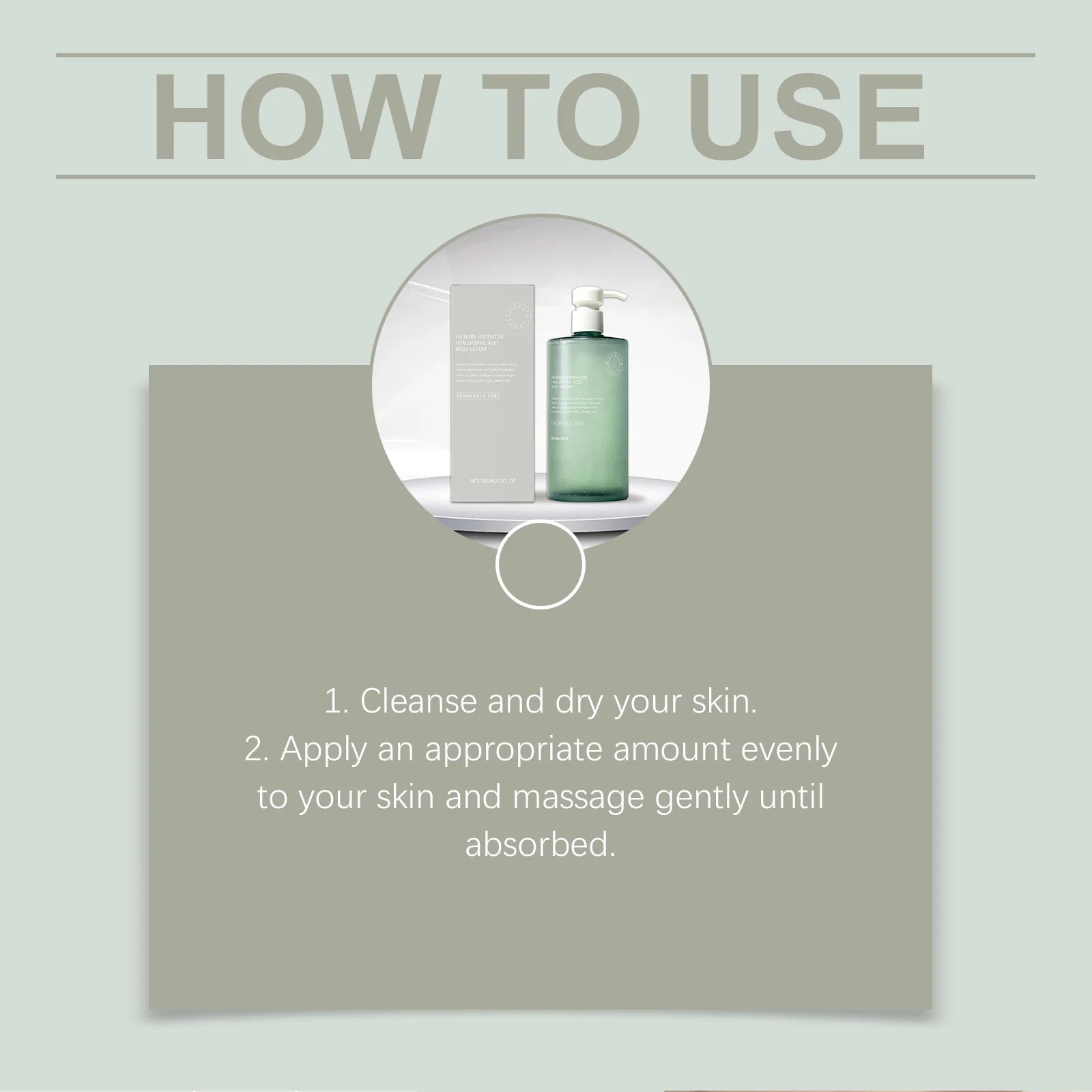 Hyaluronic acid body serum bottle for deep hydration