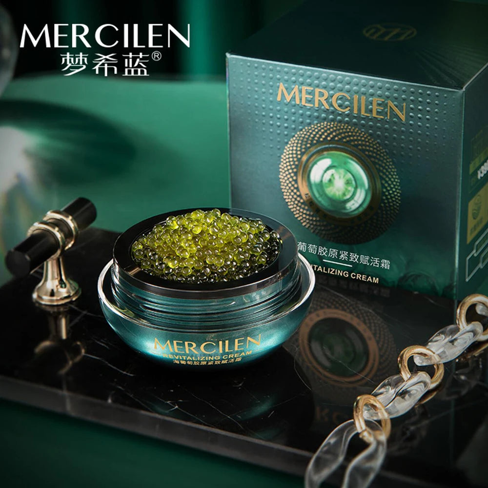 MERCILEN Sea Grape Collagen Firming Face Cream — Sea Grape & Collagen — Open jar showing cream texture