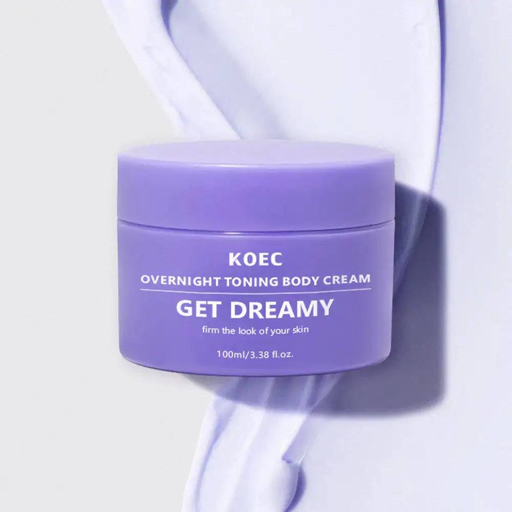 KOEC Overnight Body Cream — shea butter + lavender + coconut — white jar front view