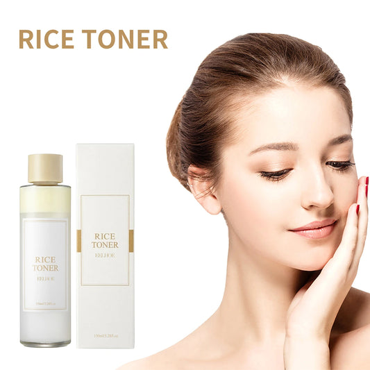 Bottle of rice water toner with niacinamide for brightening and skin barrier care