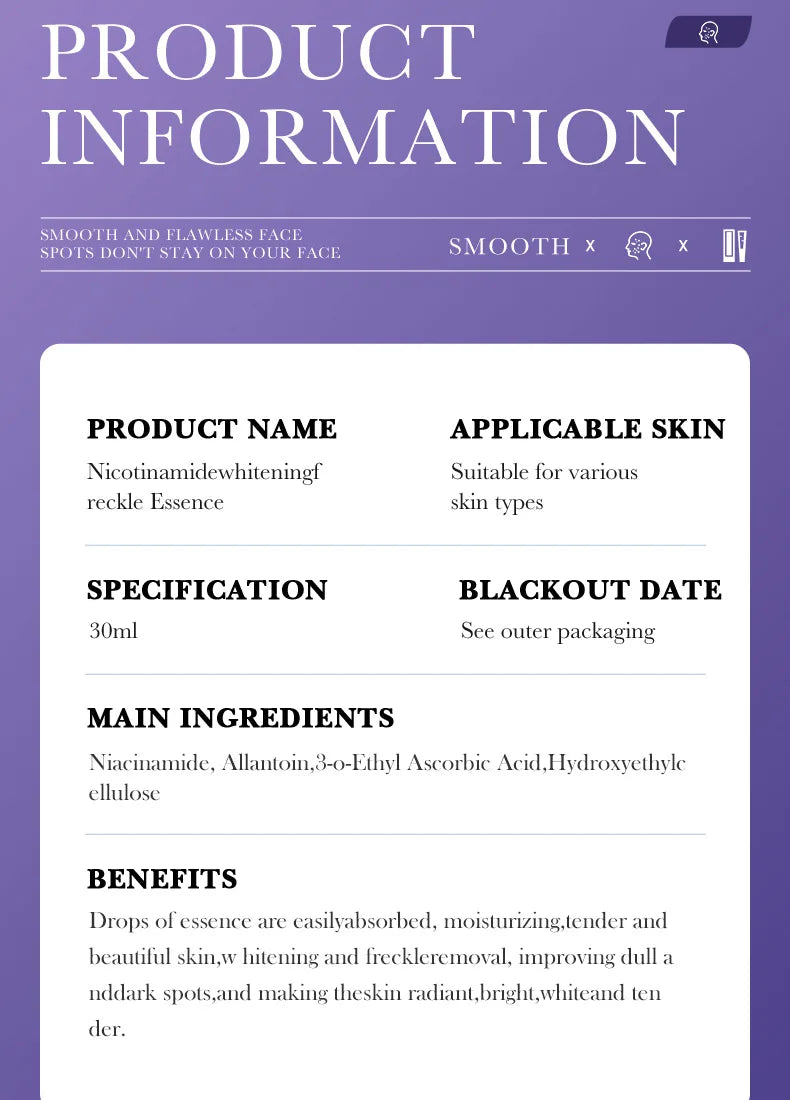 Nicotinamide dark spot correcting essence set with skincare bottles