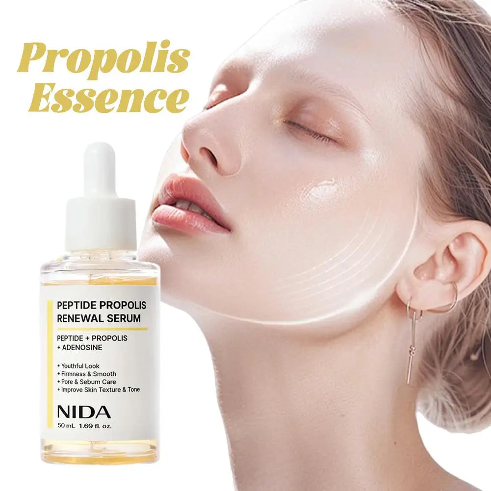 NIDA Facial Serum Eye Cream Set — Peptide & Propolis — Eye cream applied on eye contour revitalizing demo