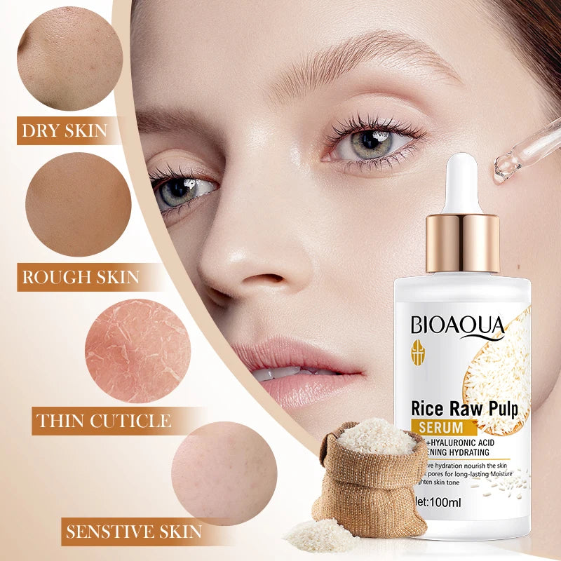 White rice niacinamide brightening face serum bottle for moisturizing and firming facial skin