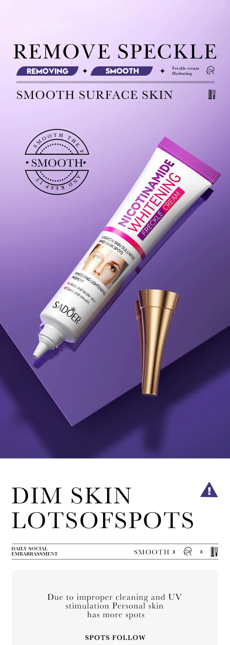 Niacinamide dark spot corrector cream for fading freckles and brightening skin
