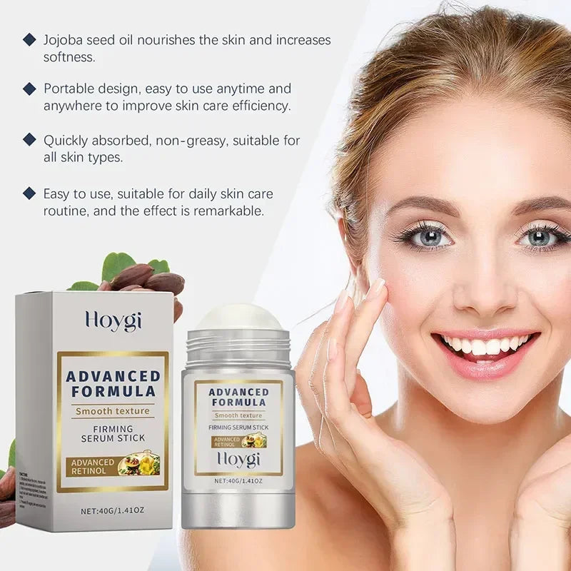 Facial skincare stick with retinol and hyaluronic acid for pore tightening and lifting