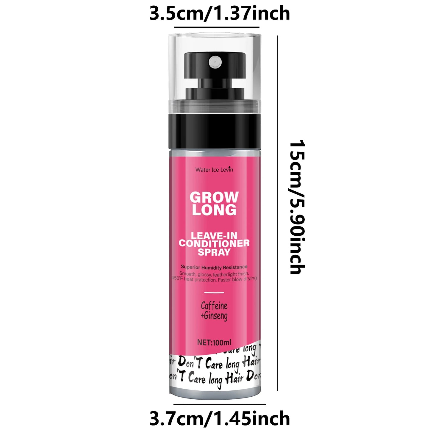 Leave-in hair spray bottle with biotin and vitamin E for nourished hair