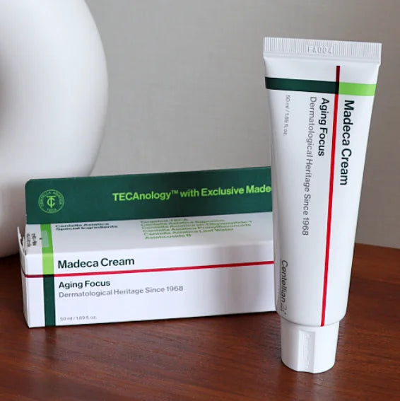 Centellian 24 Madeca Cream Whitening Moisturizer — Madeca & Centella Asiatica — White tube with green accents on white background