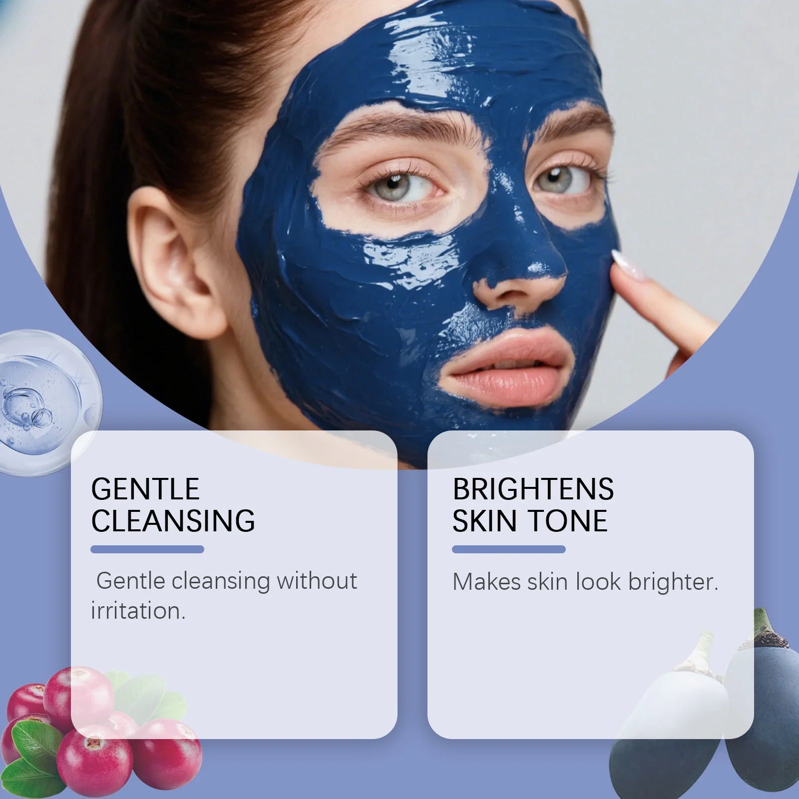 Brightening facial mask powder jar with scoop on a light background