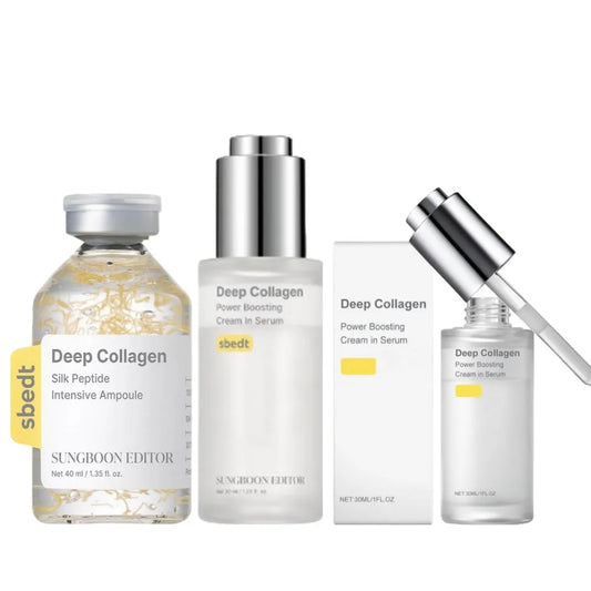 Anti-aging facial serum ampoule with silk peptides and collagen peptide complex for skin tightening and firming