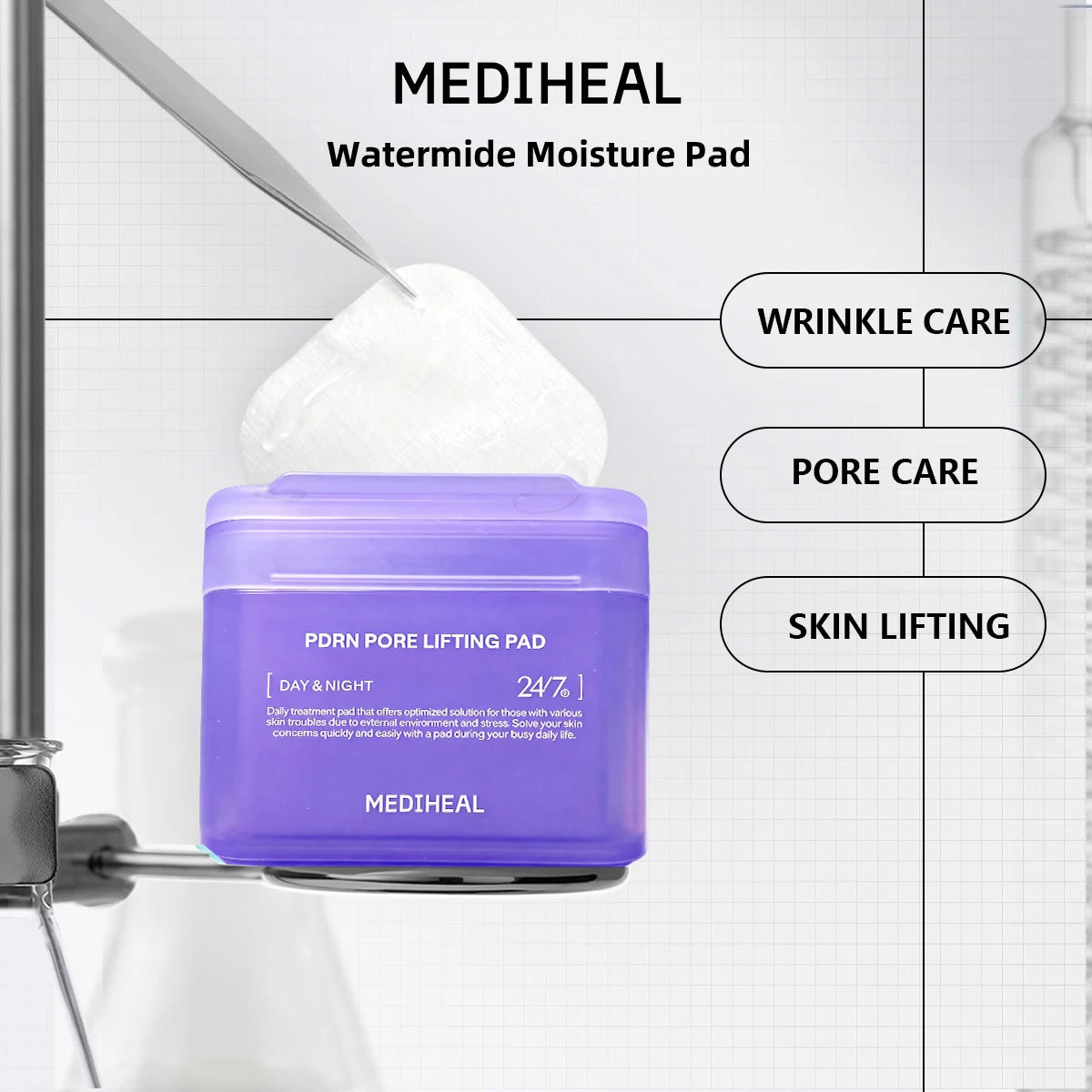 Moisturizing toner pads in round container for daily skincare hydration
