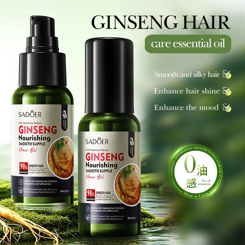 Bottle of ginseng-infused scalp hair oil for nourishing treatment