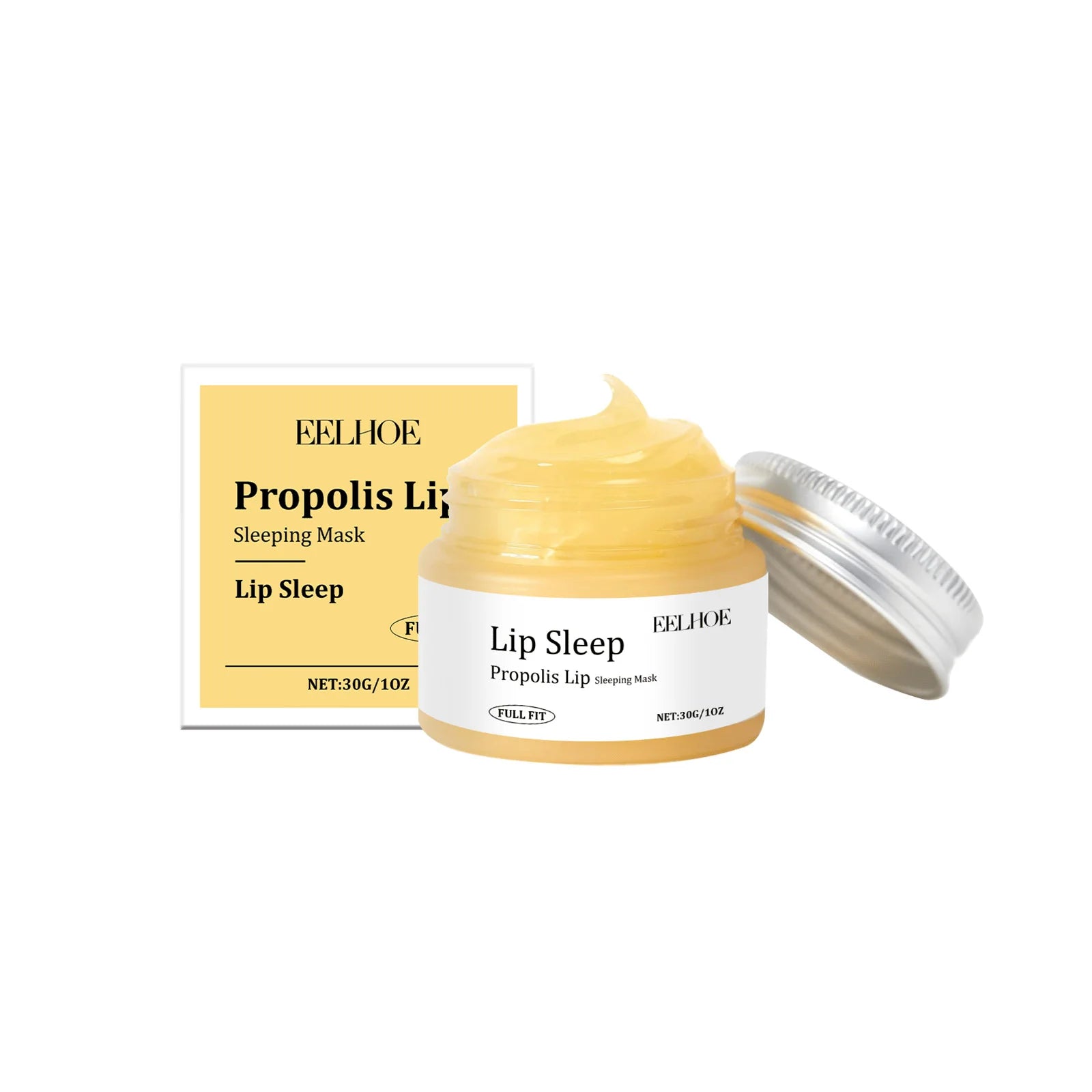 HOYGI — Propolis Lip Sleeping Mask — Yellow and gold jar on white background