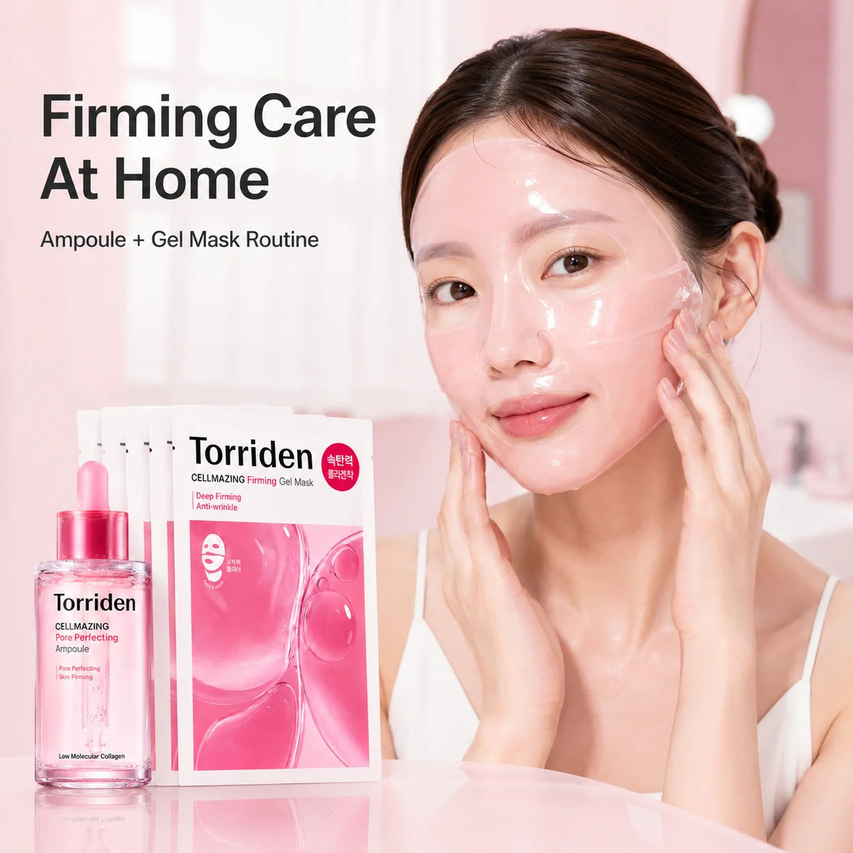 Collagen ampoule and firming gel mask kit for pore care and skin rejuvenation
