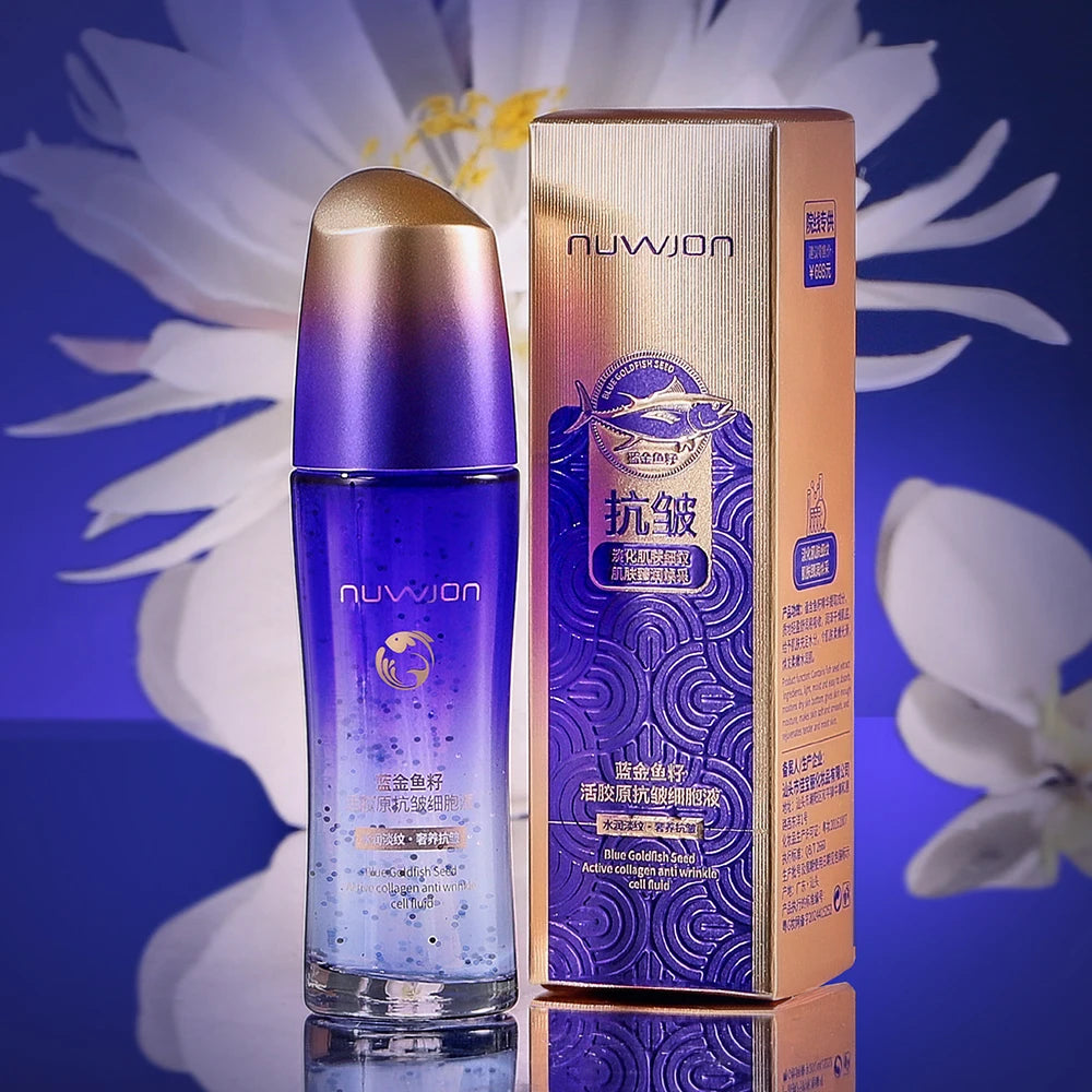 NUWJON Blue Goldfish Seed Active Collagen Anti Wrinkle Cell Liquid Moisturizing Refreshing Soft Face Care Essence Beauty Skincare  50ml