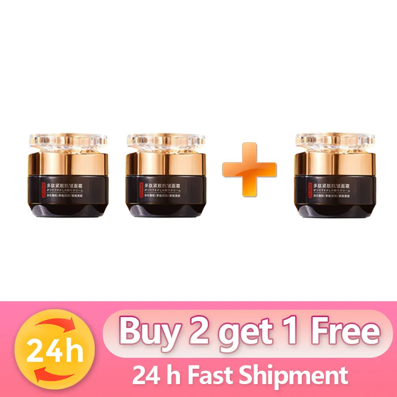 Peptide face cream jar shown for firming and fine line repair