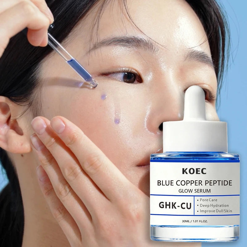 Blue Copper Peptide Bakuchiol Serum Hydrating Facial Essence Moisturizer Nourishing Firming Boosting Daily Skincare 30ml