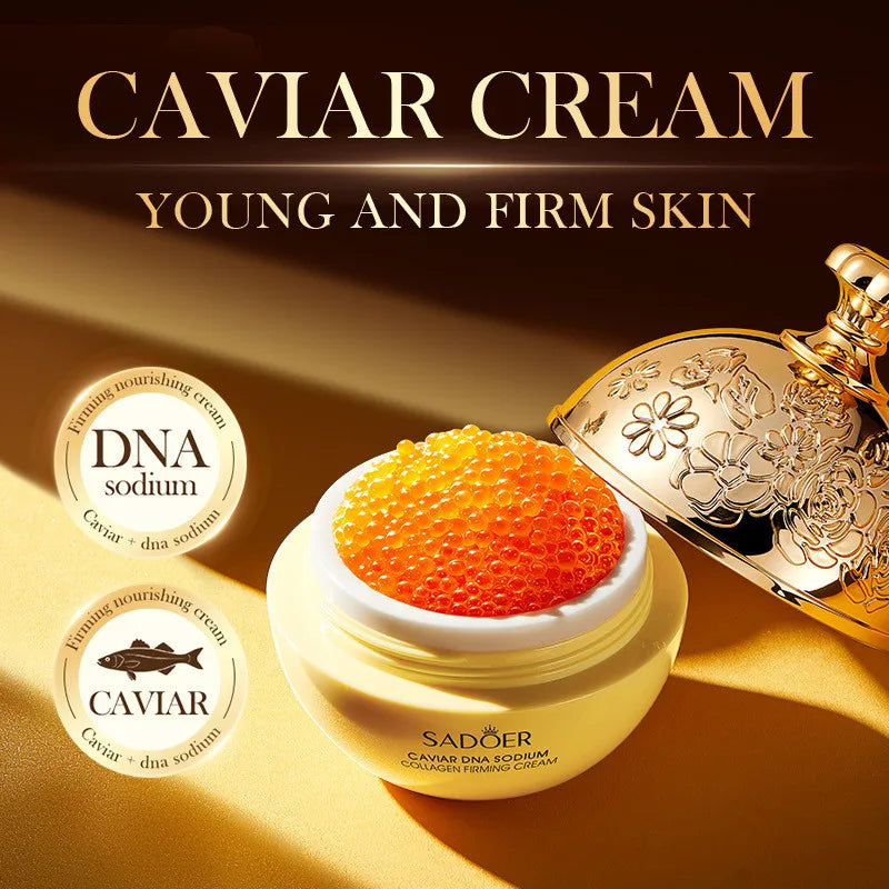 Jar of caviar and collagen firming moisturising face cream