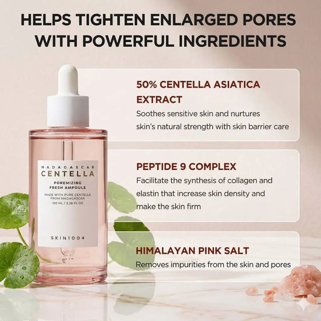 Korean skincare set with toner, ampoule, gel cream, and face wash for minimizing pores